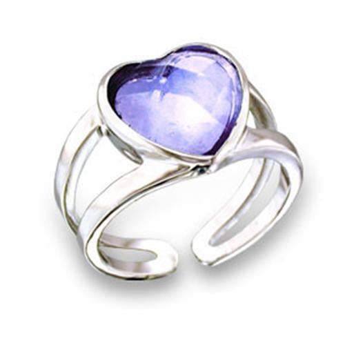 Load image into Gallery viewer, 411811 - Rhodium Brass Ring with AAA Grade CZ in Light Amethyst
