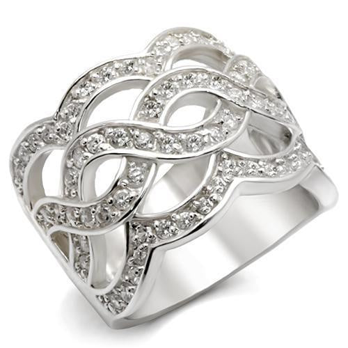 Load image into Gallery viewer, 410117 - High-Polished 925 Sterling Silver Ring with AAA Grade CZ in White
