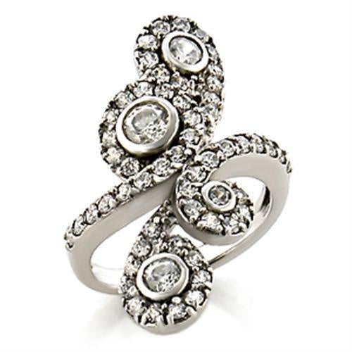 Load image into Gallery viewer, 9W097 - Rhodium Brass Ring with AAA Grade CZ in Clear

