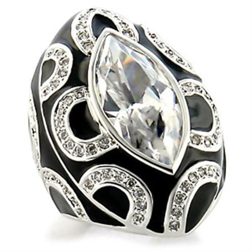 Load image into Gallery viewer, 9W160 - Rhodium Brass Ring with AAA Grade CZ in Clear
