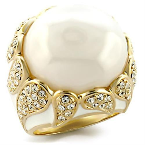 Load image into Gallery viewer, 9W183 - Gold Brass Ring with Milky CZ in White
