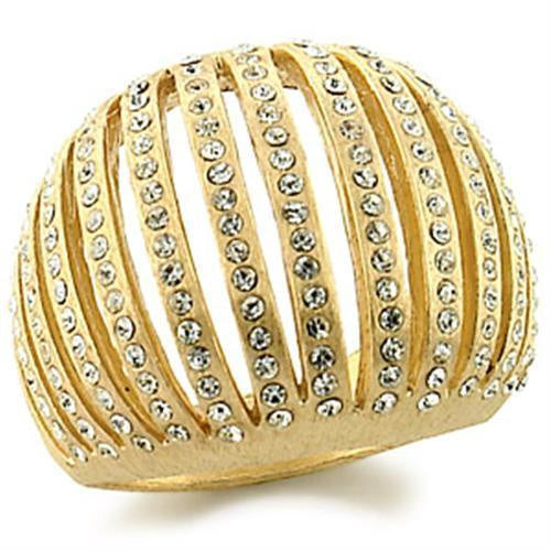 Load image into Gallery viewer, 9W174 - Gold Brass Ring with Top Grade Crystal in Clear
