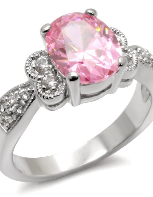 Load image into Gallery viewer, 9X045 - High-Polished 925 Sterling Silver Ring with AAA Grade CZ in Rose
