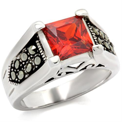 Load image into Gallery viewer, 9X019 - Antique Tone 925 Sterling Silver Ring with AAA Grade CZ in Garnet
