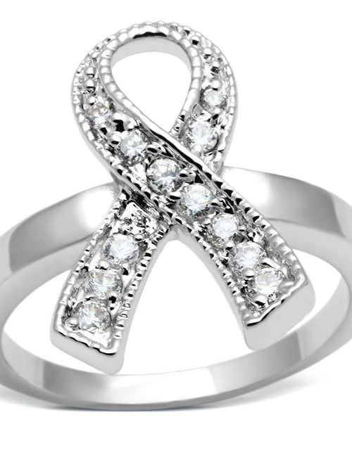 Load image into Gallery viewer, 3W263 - Rhodium Brass Ring with AAA Grade CZ in Clear
