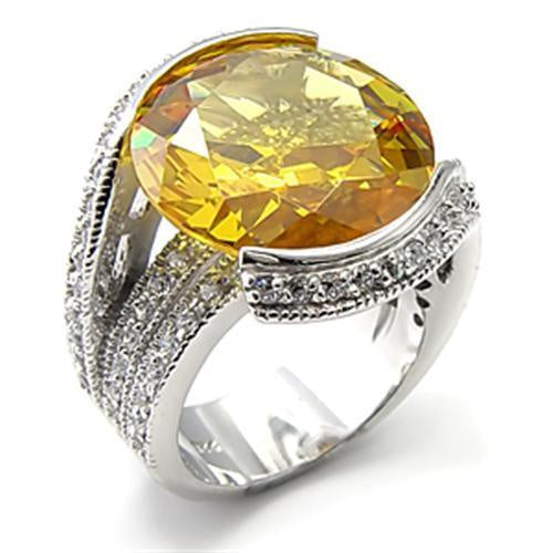 Load image into Gallery viewer, 7X288 - Rhodium 925 Sterling Silver Ring with AAA Grade CZ in Topaz
