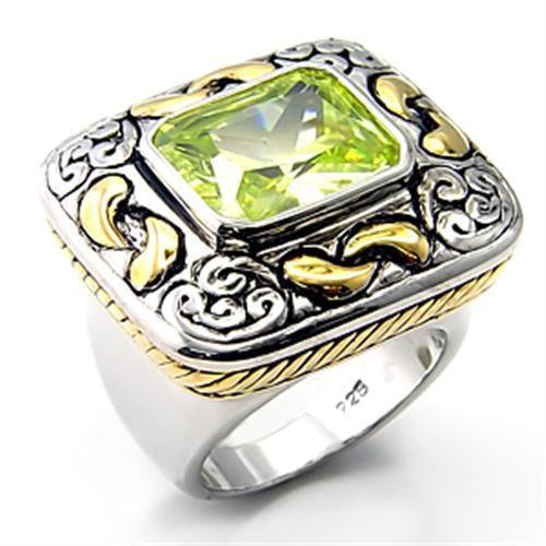 Load image into Gallery viewer, 7X244 - Reverse Two-Tone 925 Sterling Silver Ring with AAA Grade CZ in Apple Green color
