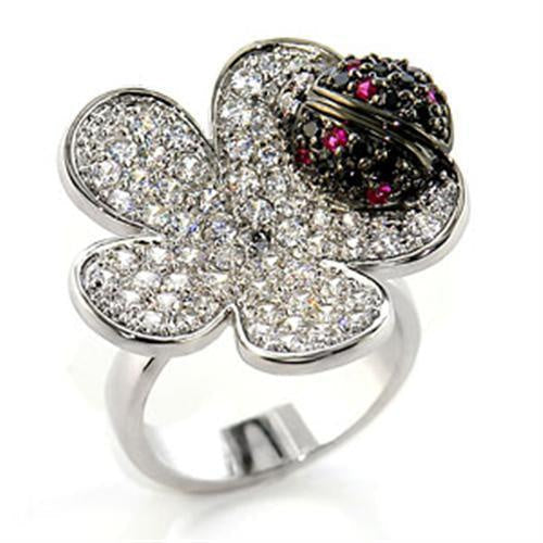 Load image into Gallery viewer, 80507 - Rhodium + Ruthenium Brass Ring with AAA Grade CZ in Multi Color
