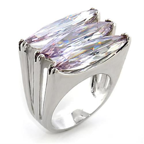 Load image into Gallery viewer, 80306 - Rhodium Brass Ring with AAA Grade CZ in Light Amethyst
