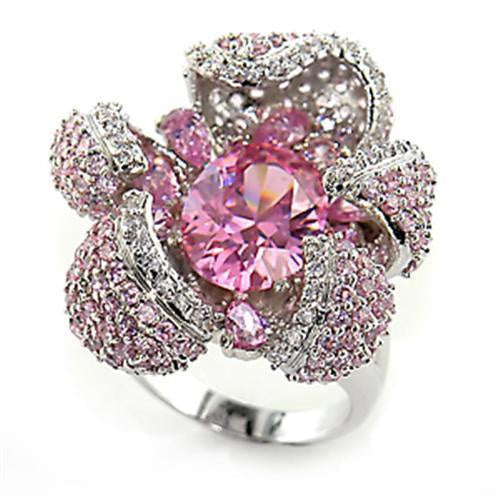 Load image into Gallery viewer, 80316 - Rhodium Brass Ring with AAA Grade CZ in Rose

