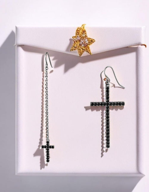 Load image into Gallery viewer, TK2816 - IP Light Black (IP Gun) Stainless Steel Earrings with Top Grade Crystal in Jet
