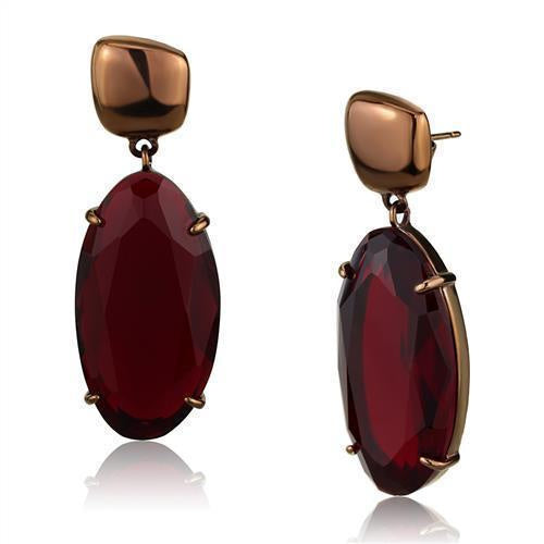 Load image into Gallery viewer, TK2818 - IP Coffee light Stainless Steel Earrings with Synthetic Synthetic Glass in Siam
