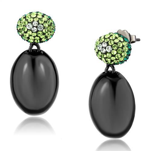 Load image into Gallery viewer, TK2786 - IP Black(Ion Plating) Stainless Steel Earrings with Top Grade Crystal in Multi Color

