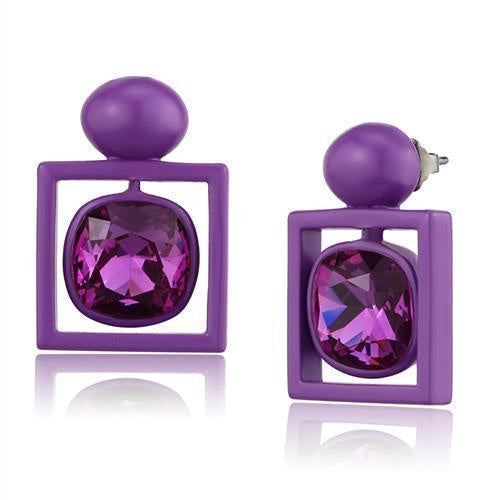 Load image into Gallery viewer, TK2789 - No Plating Stainless Steel Earrings with Top Grade Crystal in Fuchsia
