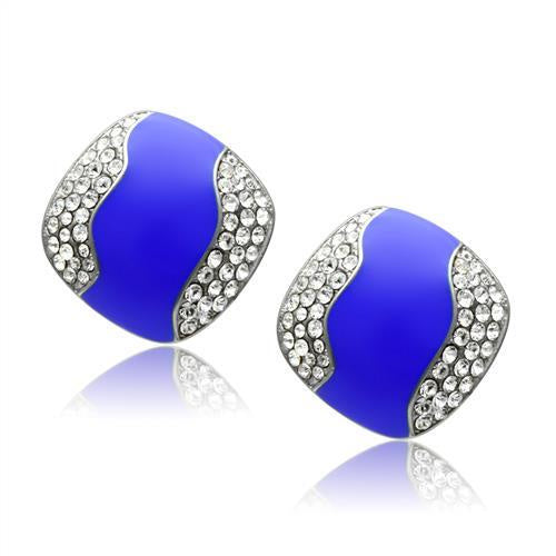 Load image into Gallery viewer, TK278 - High polished (no plating) Stainless Steel Earrings with Top Grade Crystal in Clear

