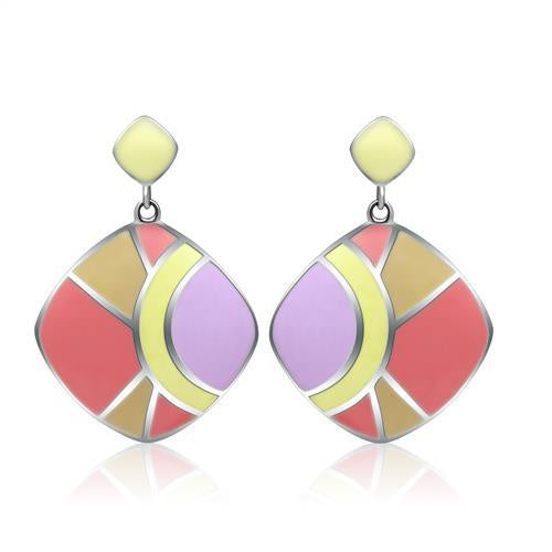 Load image into Gallery viewer, TK279 - High polished (no plating) Stainless Steel Earrings with Epoxy in No Stone

