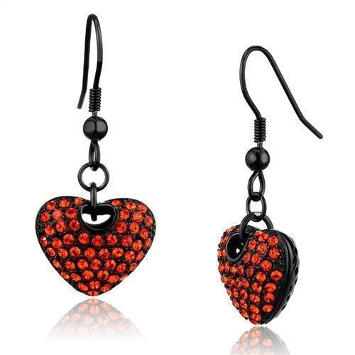 Load image into Gallery viewer, TK2790 - IP Black(Ion Plating) Stainless Steel Earrings with Top Grade Crystal in Orange
