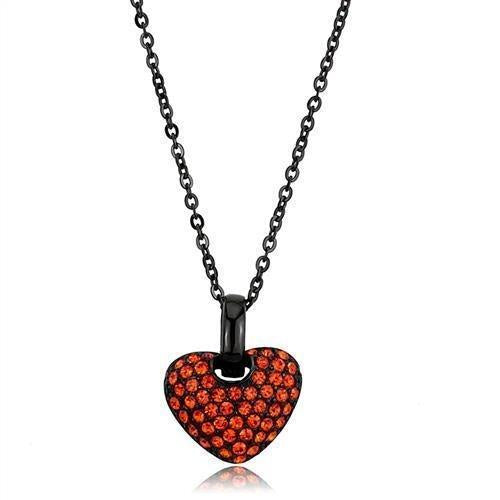 Load image into Gallery viewer, TK2791 - IP Black(Ion Plating) Stainless Steel Chain Pendant with Top Grade Crystal in Orange
