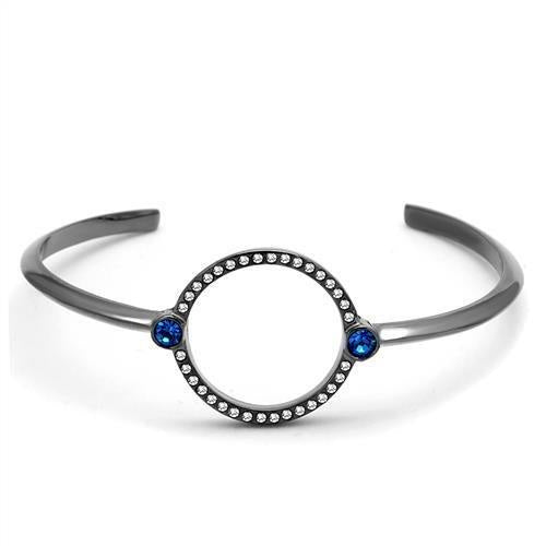 Load image into Gallery viewer, TK2792 - IP Light Black (IP Gun) Stainless Steel Bangle with Top Grade Crystal in Capri Blue

