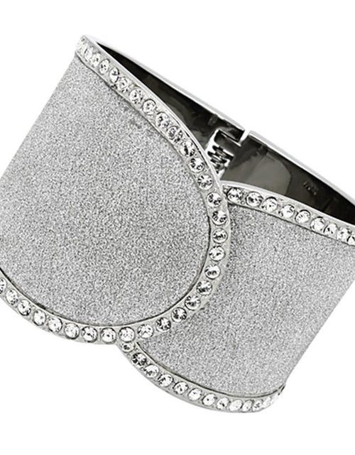 Load image into Gallery viewer, TK1152 - High polished (no plating) Stainless Steel Bangle with Top Grade Crystal in Clear
