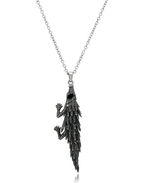 Load image into Gallery viewer, TK1124 - High polished (no plating) Stainless Steel Pendant with Top Grade Crystal in Jet
