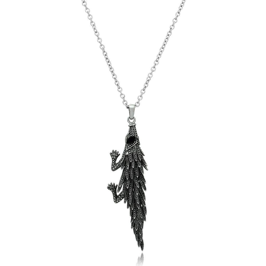 TK1124 - High polished (no plating) Stainless Steel Pendant with Top Grade Crystal in Jet