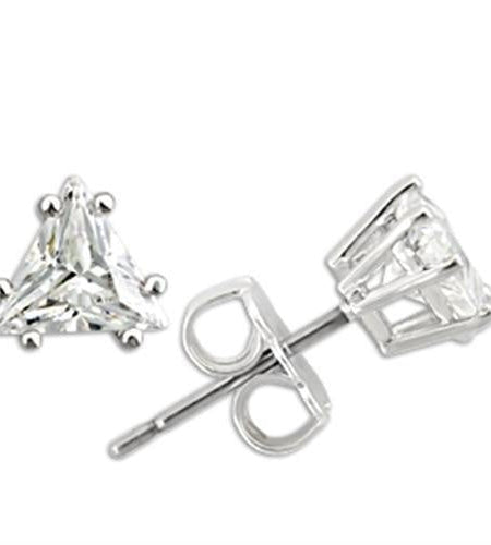 0W156 - Rhodium 925 Sterling Silver Earrings with AAA Grade CZ in Clear