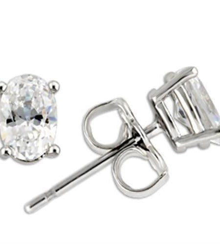 0W174 - Rhodium 925 Sterling Silver Earrings with AAA Grade CZ in Clear
