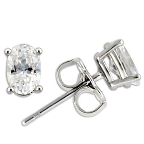 Load image into Gallery viewer, 0W174 - Rhodium 925 Sterling Silver Earrings with AAA Grade CZ in Clear
