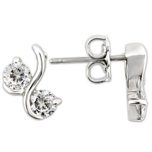 Load image into Gallery viewer, 0W176 - Rhodium 925 Sterling Silver Earrings with AAA Grade CZ in Clear
