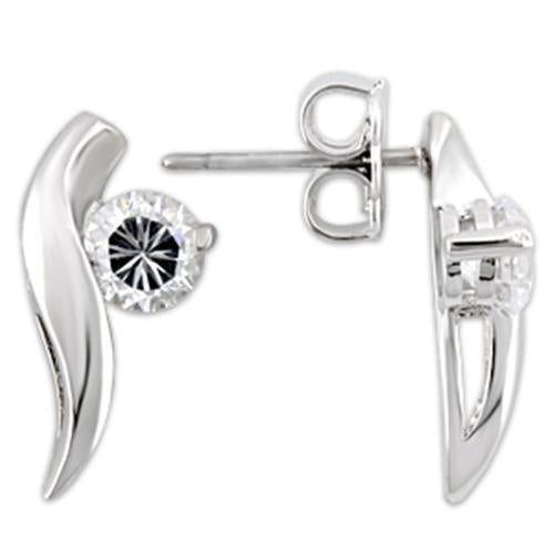 Load image into Gallery viewer, 0W177 - Rhodium 925 Sterling Silver Earrings with AAA Grade CZ in Clear
