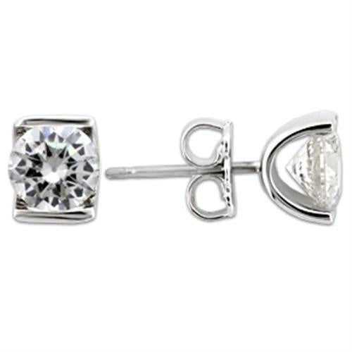 Load image into Gallery viewer, 0W178 - Rhodium 925 Sterling Silver Earrings with AAA Grade CZ in Clear
