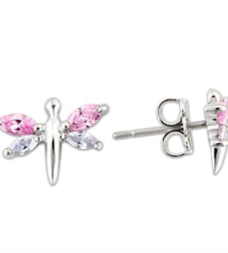 0W179 - Rhodium 925 Sterling Silver Earrings with AAA Grade CZ in Multi Color