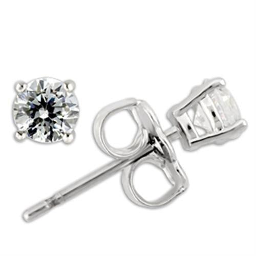 Load image into Gallery viewer, 0W170 - Rhodium 925 Sterling Silver Earrings with AAA Grade CZ in Clear
