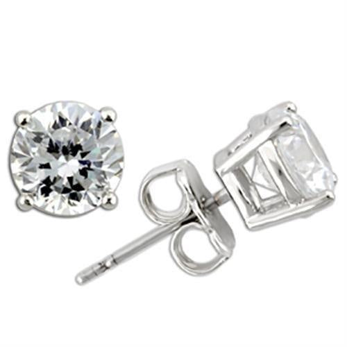 Load image into Gallery viewer, 0W173 - Rhodium 925 Sterling Silver Earrings with AAA Grade CZ in Clear

