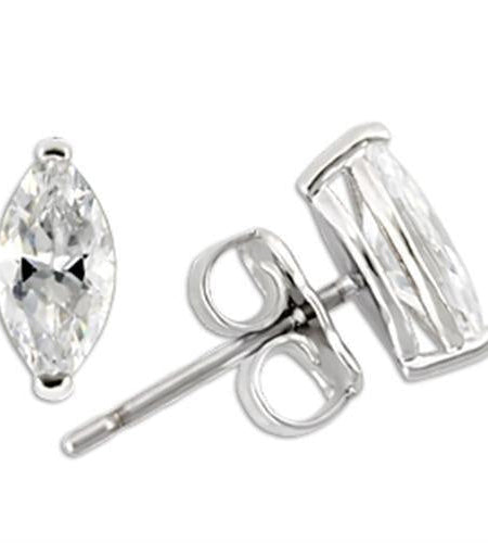 0W167 - Rhodium 925 Sterling Silver Earrings with AAA Grade CZ in Clear