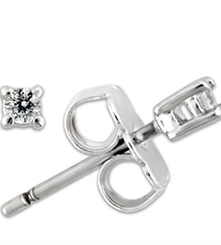 0W168 - Rhodium 925 Sterling Silver Earrings with AAA Grade CZ in Clear
