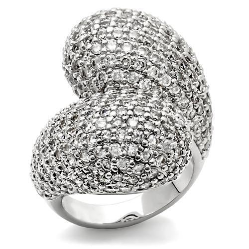 Load image into Gallery viewer, 0W216 - Rhodium Brass Ring with AAA Grade CZ in Clear
