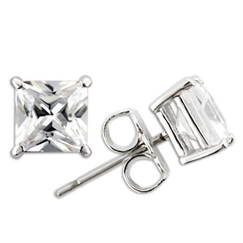 Load image into Gallery viewer, 0W160 - Rhodium 925 Sterling Silver Earrings with AAA Grade CZ in Clear
