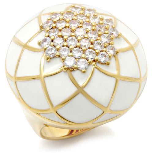 Load image into Gallery viewer, 0W206 - Gold Brass Ring with AAA Grade CZ in Clear
