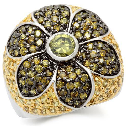Load image into Gallery viewer, 0W154 - Rhodium+Gold+ Ruthenium Brass Ring with AAA Grade CZ in Multi Color
