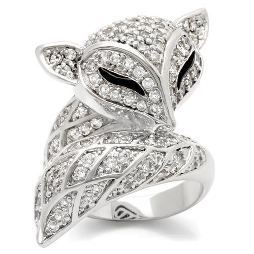 Load image into Gallery viewer, 0W185 - Rhodium Brass Ring with AAA Grade CZ in Clear
