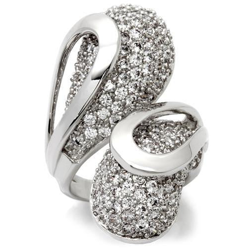 Load image into Gallery viewer, 0W118 - Rhodium Brass Ring with AAA Grade CZ in Clear
