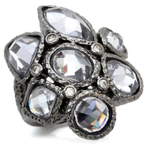 Load image into Gallery viewer, 0W120 - Ruthenium Brass Ring with AAA Grade CZ in Light Amethyst
