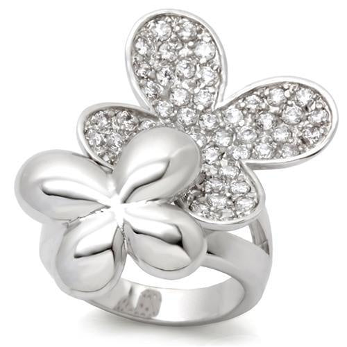 Load image into Gallery viewer, 0W147 - Rhodium Brass Ring with AAA Grade CZ in Clear
