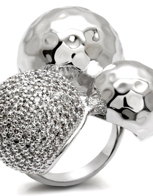Load image into Gallery viewer, 0W121 - Rhodium Brass Ring with AAA Grade CZ in Clear
