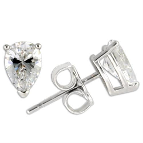 Load image into Gallery viewer, 0W164 - Rhodium 925 Sterling Silver Earrings with AAA Grade CZ in Clear
