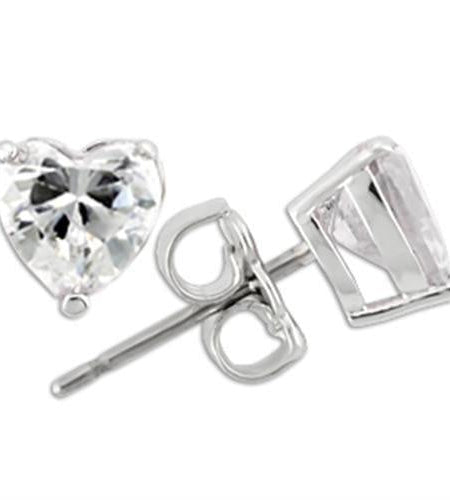 0W166 - Rhodium 925 Sterling Silver Earrings with AAA Grade CZ in Clear