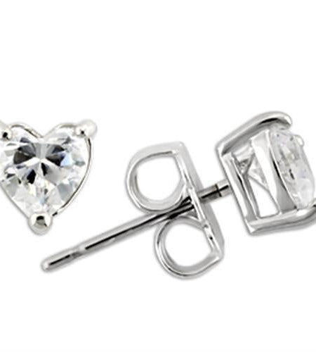 0W165 - Rhodium 925 Sterling Silver Earrings with AAA Grade CZ in Clear