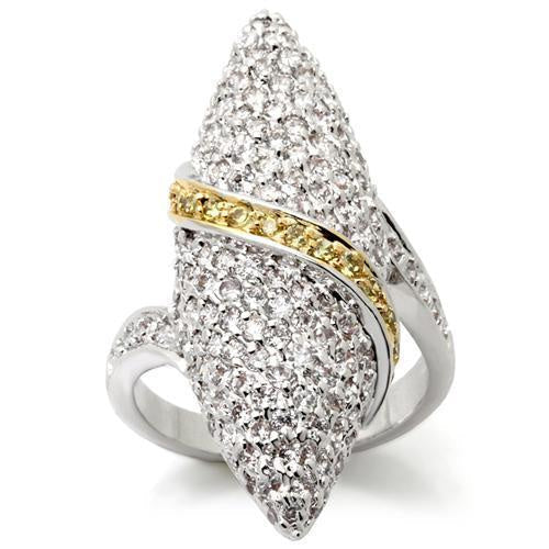 Load image into Gallery viewer, 0W099 - Gold+Rhodium Brass Ring with AAA Grade CZ in Topaz
